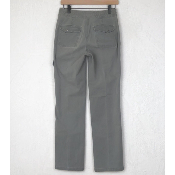 VTG LL BEAN Pants Women's Sz 4 Tall‎ Gray Cotton Mid Rise Snap Pockets Outdoor - Picture 2 of 12